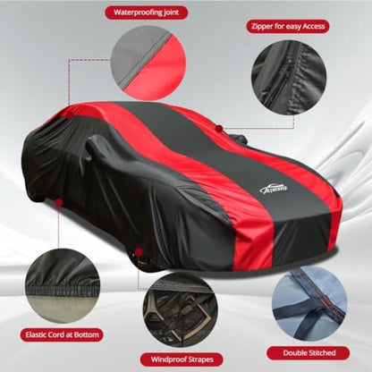 Funda impermeable para automóvil con diseño de rayas rojas,