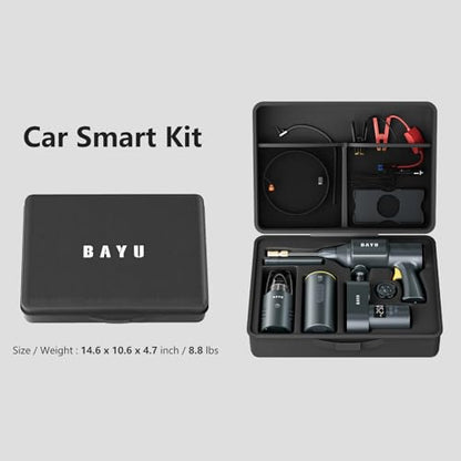 BAYU Arrancador de batería de coche 6 en 1 con compresor de