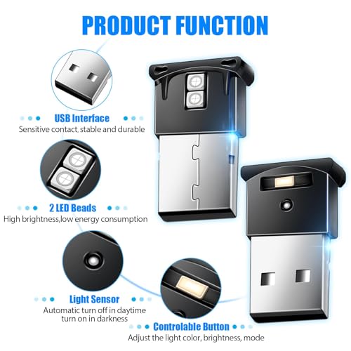 Linkstyle 4PCS Mini USB LED luz de atmósfera, 8 colores RGB