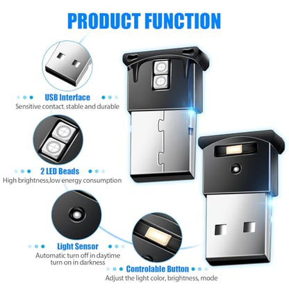 Linkstyle 4PCS Mini USB LED luz de atmósfera, 8 colores RGB