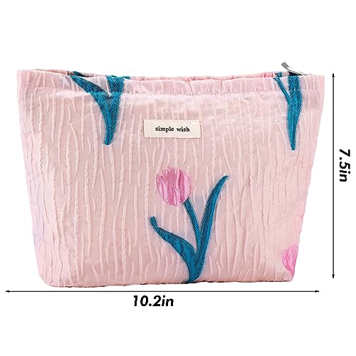 ZLFSRQ Bolsa de maquillaje de tulipanes de viaje, lindas bol