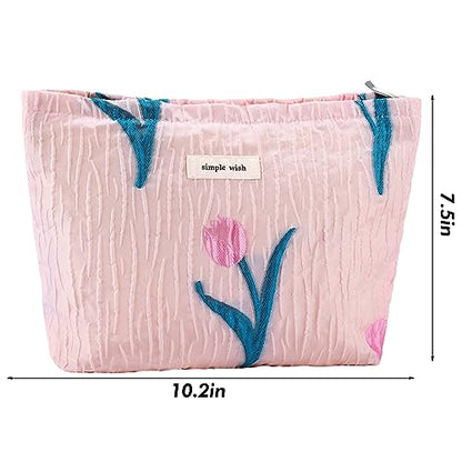 ZLFSRQ Bolsa de maquillaje de tulipanes de viaje, lindas bol