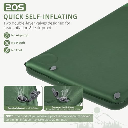 Memory Sleeping Pad, 3.1" Ultra-Thick Sleeping Mats for Camp