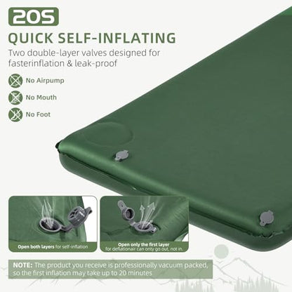 Memory Sleeping Pad, 3.1" Ultra-Thick Sleeping Mats for Camp