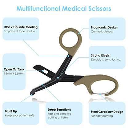 Tijeras médicas con mosquetón, tijeras de vendaje de 7.5 pul