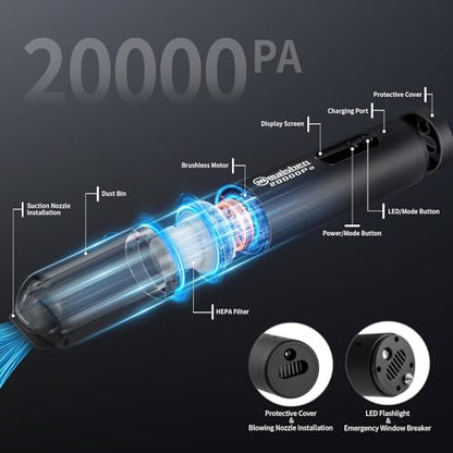 Aspiradora inalámbrica de mano para automóvil, 5 en 1, mini