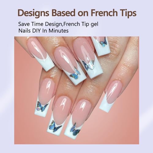 Misssix 240 puntas de uñas de gel francesas a presión, larga