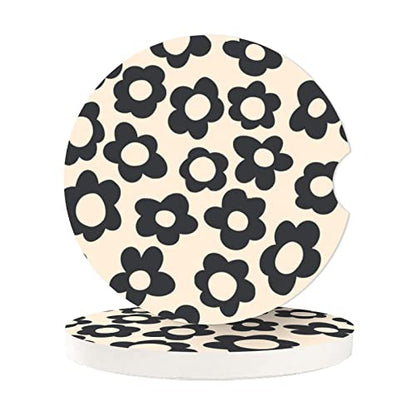 Posavasos absorbentes abstractos de flores negras para autom