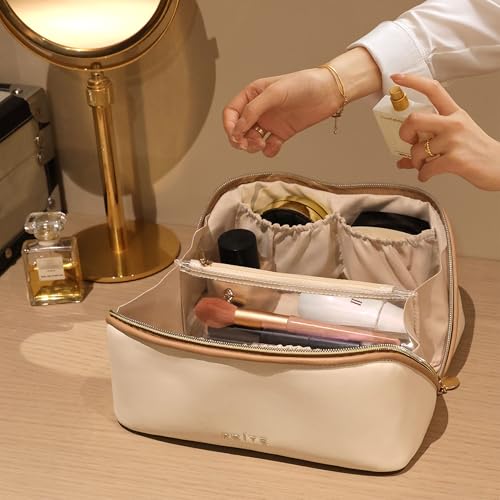 Prite Bolsa de maquillaje de viaje para mujer, bolsa de cosm