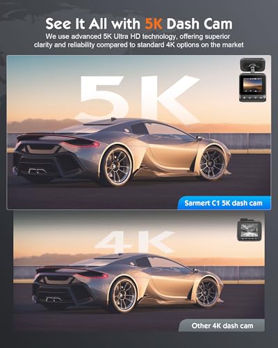 Sarmert C1 5K Dash Cam - GPS integrado y WiFi 5G, 5K/4K/2.5K