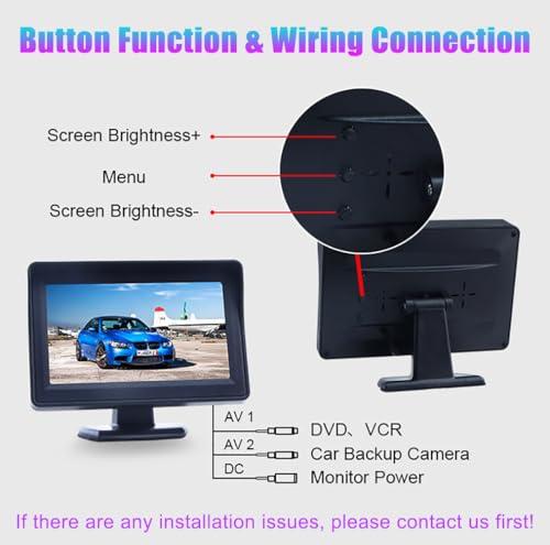 B-Qtech Pantalla LCD TFT a color de 4.3 pulgadas, monitor de