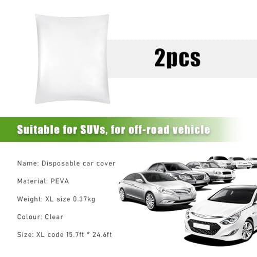 2 fundas desechables para automóvil, 15.8 x 24.6 pies, imper