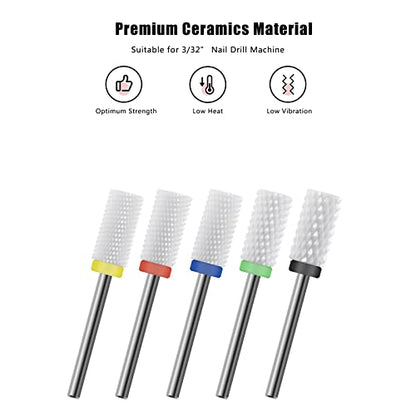 Broca de cerámica para uñas, 10 brocas de uñas 3/32 para uña