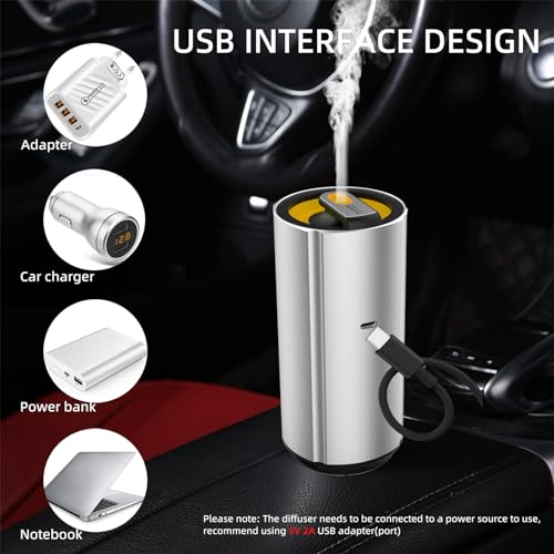 Difusor de aluminio para automóvil, aceite esencial, humidif