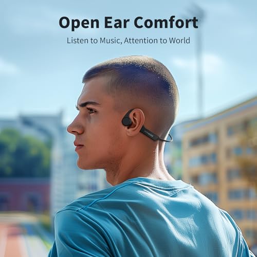 PSIER Auriculares de conducción ósea, auriculares inalámbric