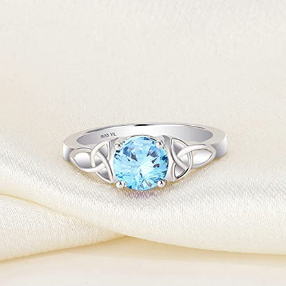 YL Anillos de nudo celta para mujer, plata de ley 925, piedr