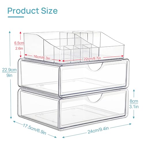 Vtopmart Organizador de maquillaje transparente de 3 niveles