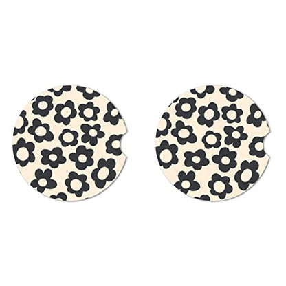 Posavasos absorbentes abstractos de flores negras para autom