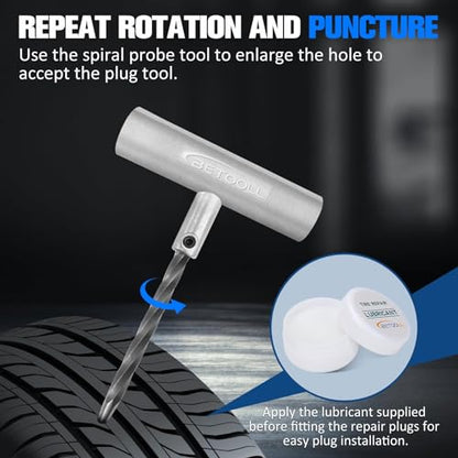 BETOOLL Kit universal de reparación de neumáticos, kit de 35
