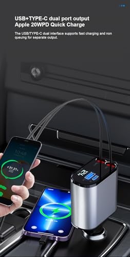 [Actualizado] Cargador retráctil para automóvil 4 en 1, 2 ca