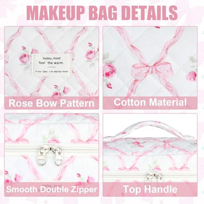 Juego de bolsas de maquillaje acolchadas, 3 bolsas grandes d