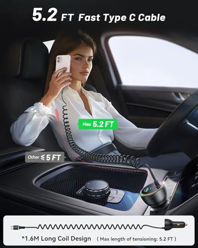 Rocoren 70W Car Charger for iPhone 16/15 Pro Max, USB C Car