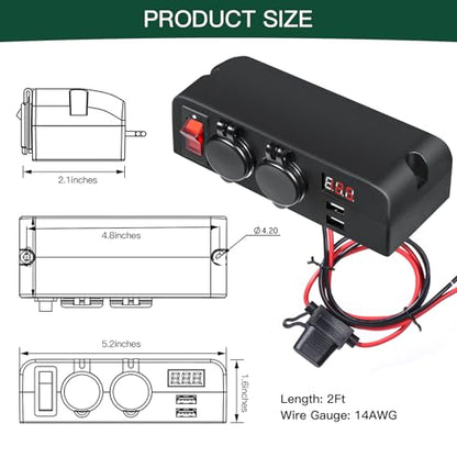 Divisor de enchufe para encendedor de cigarrillos de 192 W,