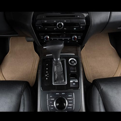 CAR PASS Alfombrillas de cuero beige impermeables con borde