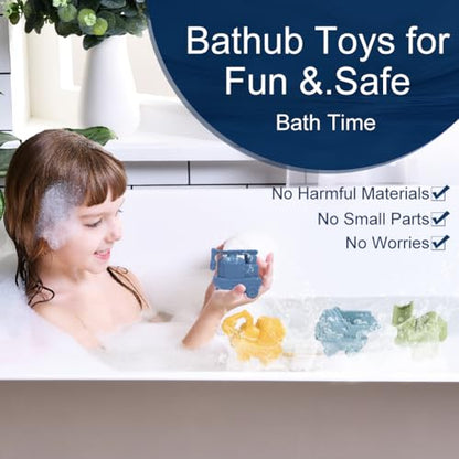 Juguetes de baño para vehículos, paquete de 4 juguetes de baño de sili