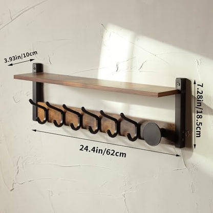 YIGII Perchero de pared con estante, estante flotante de par