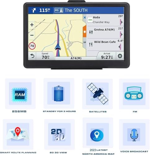 Navegación GPS para automóvil (7 pulgadas), pantalla táctil