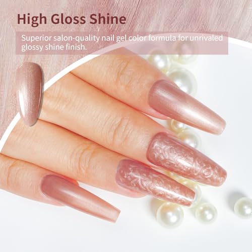 JODSONE Esmalte de uñas de gel de oro rosa de 0.3 fl oz, esm