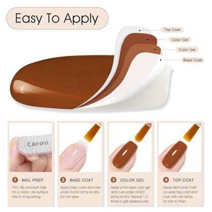CANNI Esmalte de uñas de gel marrón, 1 unidad de esmalte de