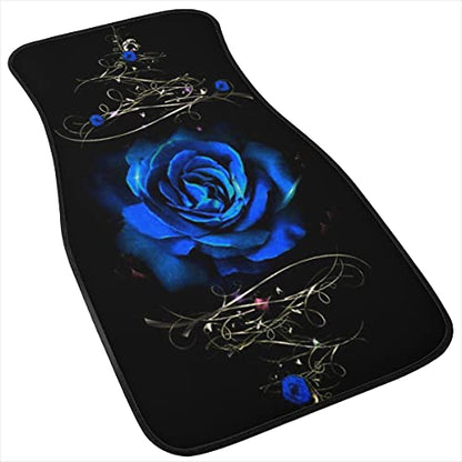 Biyejit Alfombrillas de coche con diseño de rosas azules, al