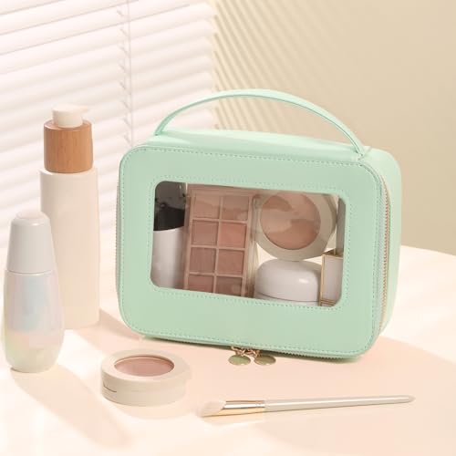Bolsa de maquillaje transparente con asa, bolsa grande de as