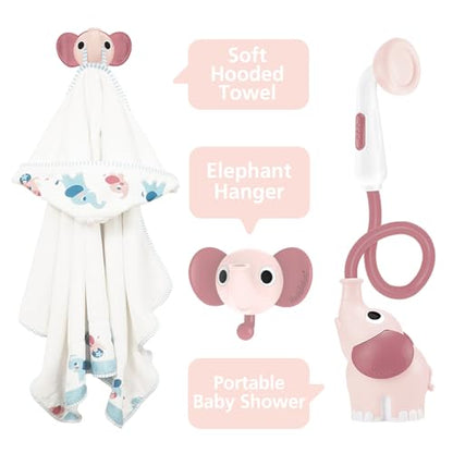 Yookidoo Juego de regalo de cabezal de ducha de elefante para bebé, in