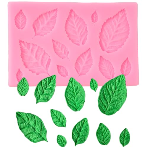 Molde de silicona de hojas de flor de rosa para decoración d