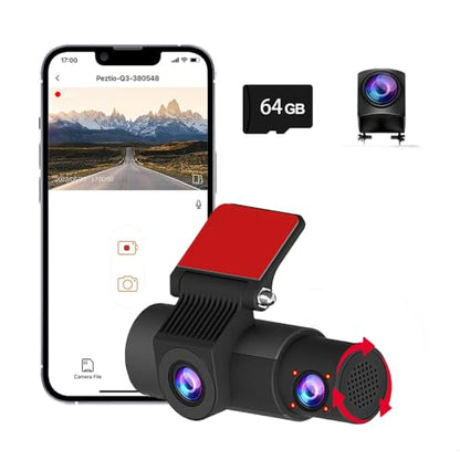 Cámara de tablero de triple lente 4K con tarjeta de 128 GB,
