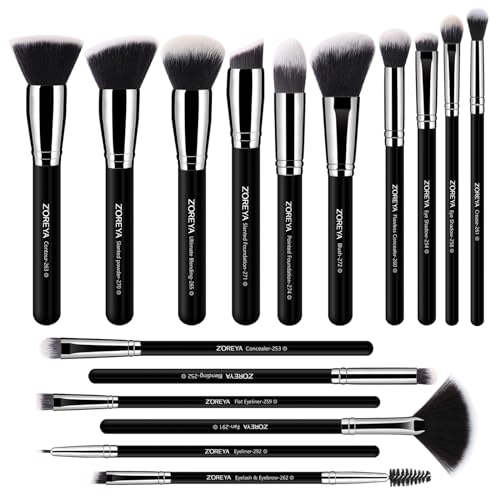 Z'OREYA Brochas de maquillaje, 16 piezas, juego de brochas d