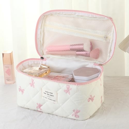 Bolsa organizadora de maquillaje con lazo, bolsas de maquill