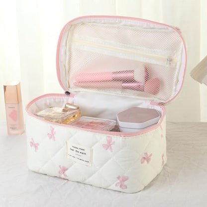 Bolsa organizadora de maquillaje con lazo, bolsas de maquill