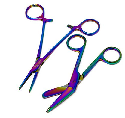 Tijeras de trauma y vendaje multicolores resistentes y pinza