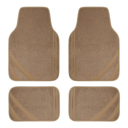 CAR PASS Alfombrillas de cuero beige impermeables con borde