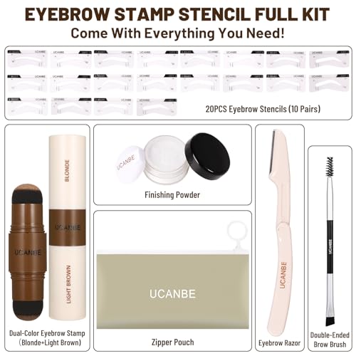 UCANBE Kit de plantillas de sellos de cejas de 25 piezas con