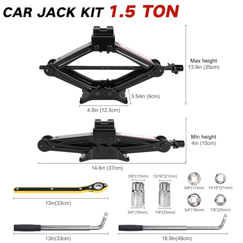 Kit de gato de tijera para automóvil de 1.5 toneladas (3307