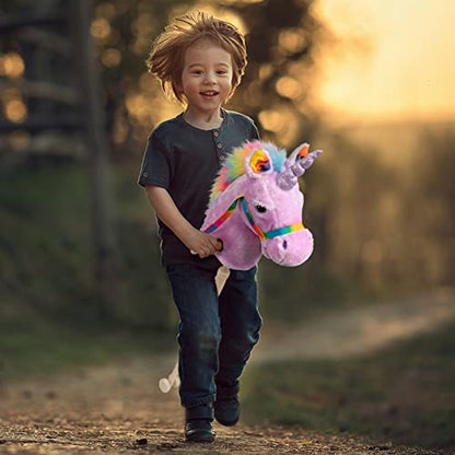 HollyHOME Caballo de palo de unicornio hecho a mano, caballo de pasati