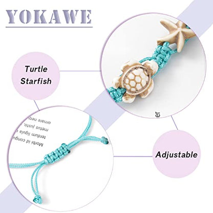 Yokawe Tobilleras bohemias con diseño de tortuga, estrellas