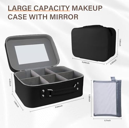Elegante bolsa de maquillaje de viaje con espejo - bolsa de