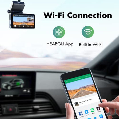 Cámara de tablero dual 4K frontal y trasera, Wi-Fi GPS, pant
