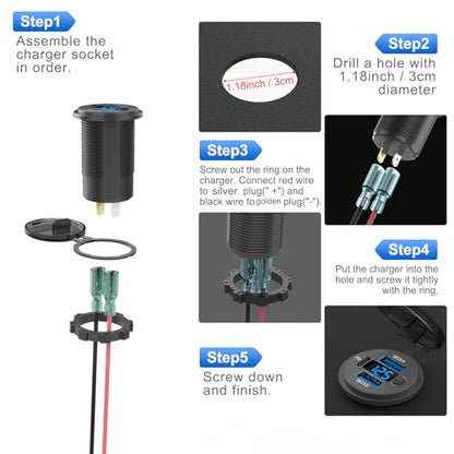 Toma de corriente USB de 12 voltios de carga rápida dual 3.0